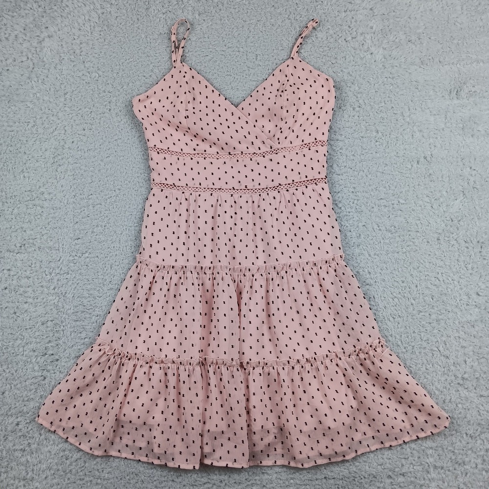 Trixxi Dress Fit & Flare Woman S Pink Tiered Ruffle Lace Trim 26AZ53CSEI